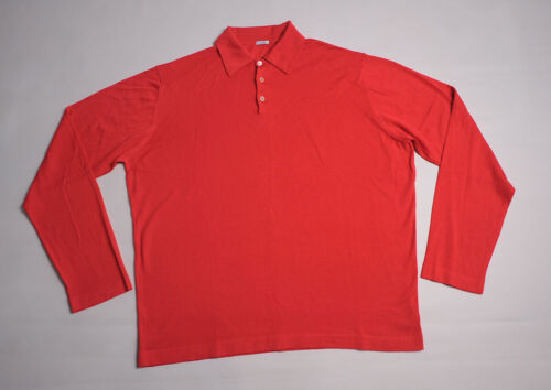 Mens MALO Red Cashmere and Silk Blend Knitted Long Sleeve Polo Shirt size 56 - Afbeelding 1 van 8