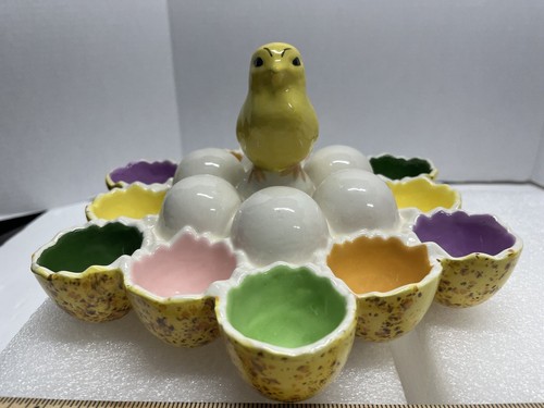 Pollito de Pascua amarillo con 12 portahuevos agrietados - Imagen 2 de 7