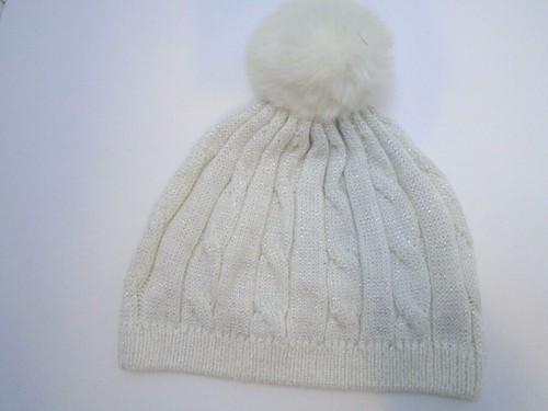 Gymboree Kids' cream white silver Beanie Winter Hat - Size small - Picture 2 of 3