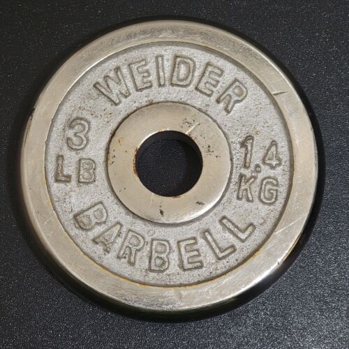 Vintage 1 Single WEIDER Chrome Weight Silver Plate 3 LBS 1.4 kg Standard 1" Open