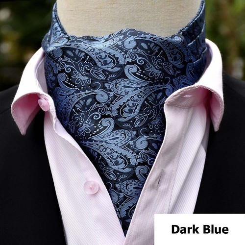 Men’s Cravat Ascot Scarves Wedding Party Paisley Jacquard Pattern Formal Necktie - Picture 5 of 11
