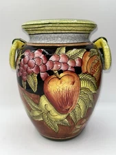 Fitz and Floyd Cafe Capri Decorative Urn, Pot, Planter, 8" Fruit Pattern