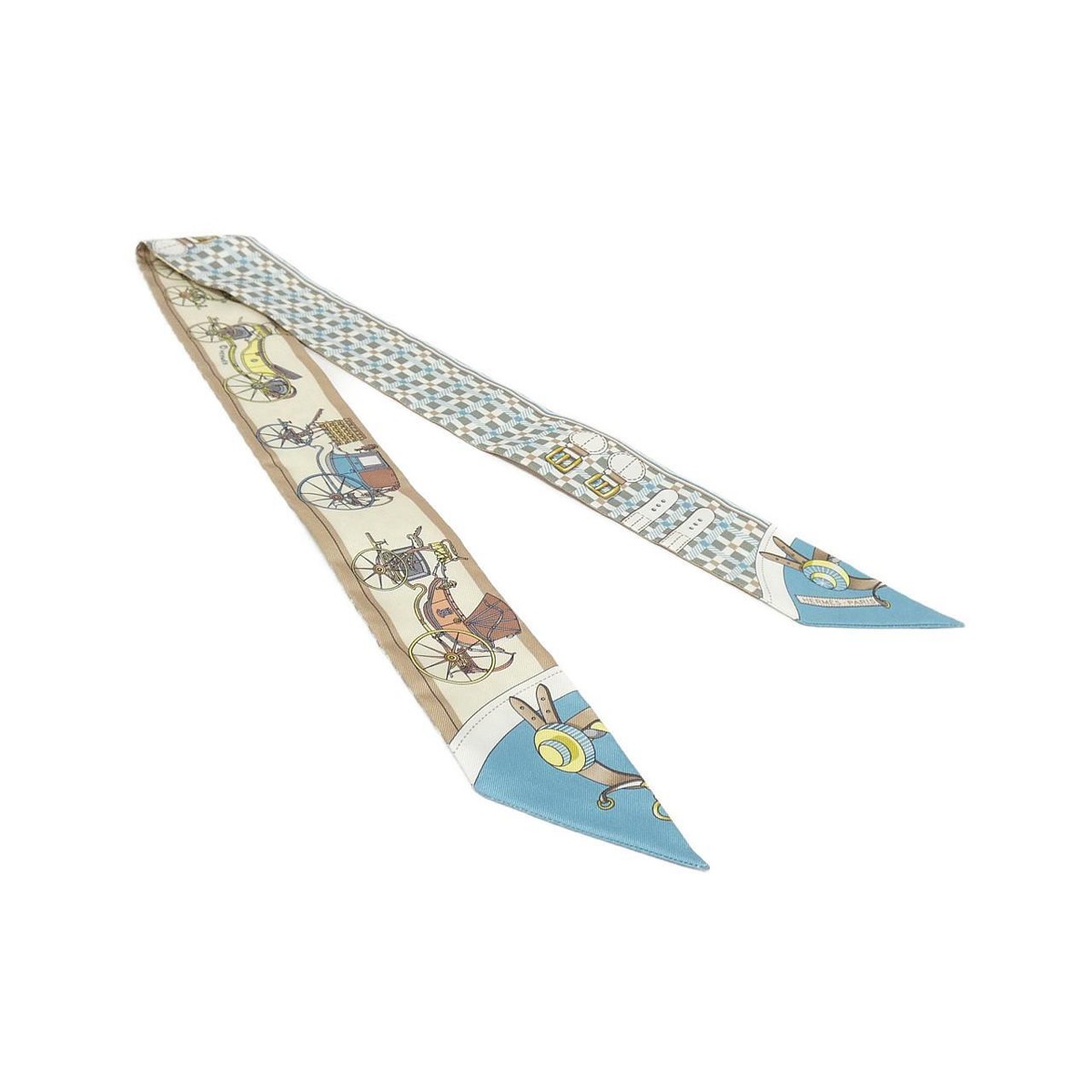 Authentic HERMES LES VOITURES NOUVELLES Twilly 064108S Scarf Authentic HERMES LES VOITURES NOUVELLES Twilly 064108S Scarf