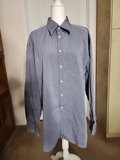 Armani Collezioni Men's Size Large Button Down Shirt Blue/White Stripes VGUC