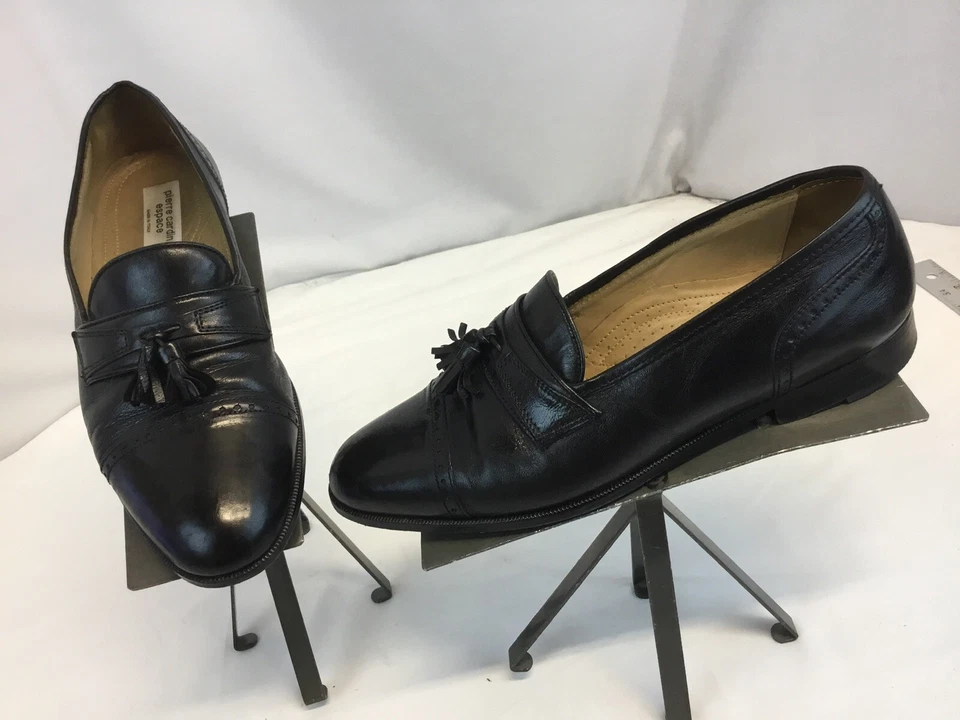 Zapatos Mocasines Pierre Cardin Espace Talla 9.5 Hombres Borlas Negras Italia Usados en Excelente Condición YGI H9S-30 Foto 2 de 4