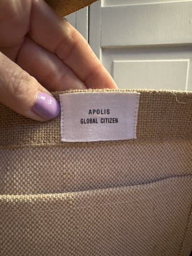 Apolis Petite Market Bag Natural, Custom Text- Disney Theme, Leather Handles - Picture 5 of 9