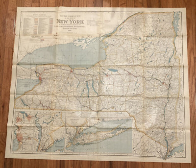 Original 1908 State of New York Electric Railroad Karte 47,25'' x42''