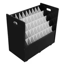 50-Slot Mobile Rolling Blueprint Roll File Cart Large Document Organizer Black