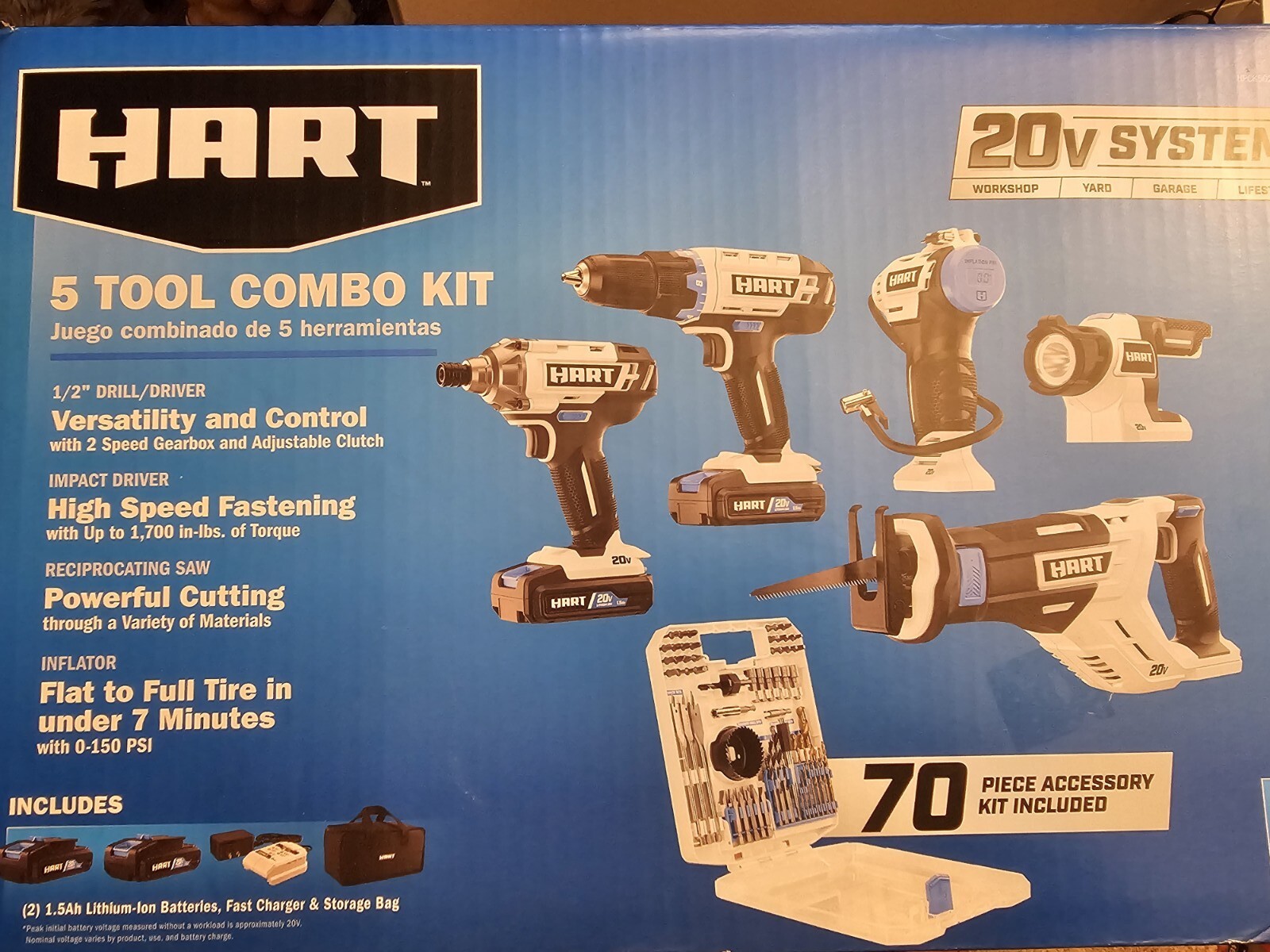 HART HPCK502BPTA 20V Multi Tool with 70-piece Accessory Set 