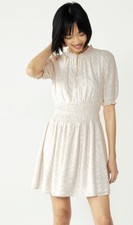 NINE WEST XL Blouson Mini Dress Pink Ruffle Cinched Waist New Tag $50