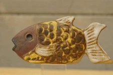 Vintage Art Pottery TREMAR UK Tropical Fish Figurine Yellow Brown Stoneware