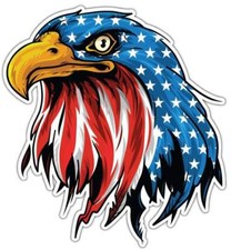 Usa Flag Bald Eagle Patriotic America Car Bumper Window Sticker Decal 4"X5"