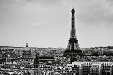 View of the City Eiffel Tower Paris France B&W Photo Art Print Poster 18x12