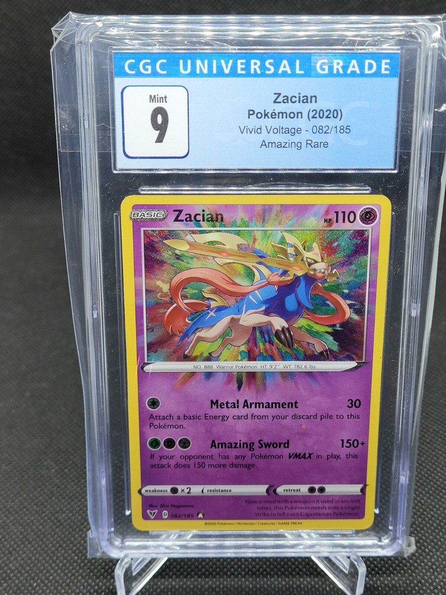 Pokemon (2020) Vivid Voltage Zacian Amazing Rare 082/185 Holo CGC
