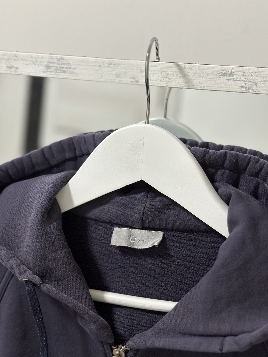 DIOR Man's Full Zip Authentic Embroidered Logo Hoodie Size DIOR Man's Full Zip Authentic Embroidered Logo Hoodie Size
