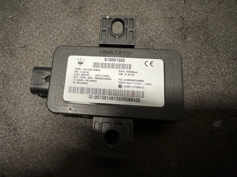 2014-2018 Maserati Tire Pressure Control Unit Monitor 670001902