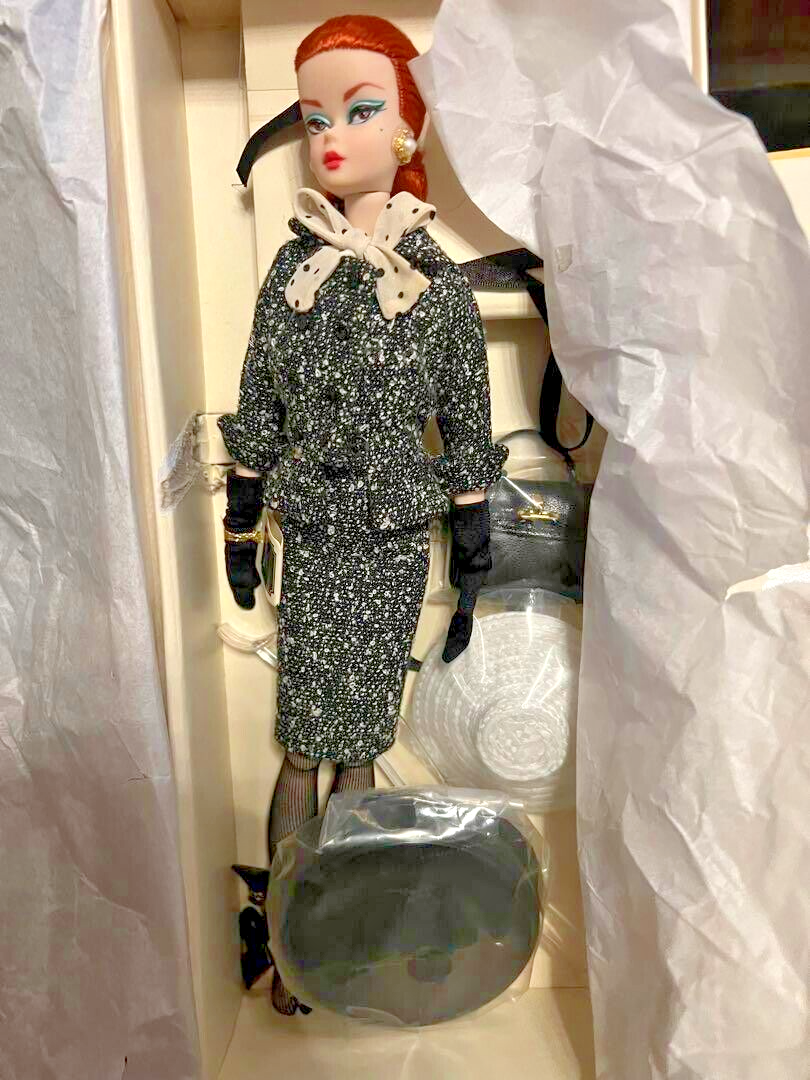 Barbie Silk Stone Black And White Tweed Suit Mint JPN