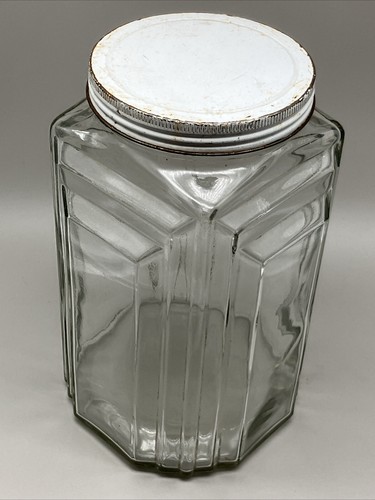 Antique Necco Candies Large Art Deco Country Store Glass Candy Jar w/ Lid A43 - Picture 6 of 6