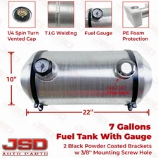 Fuel Tank Gas Tank With Gauge 7 Gallon 10''x22'' End Fill Aluminum Spun 1/4 NPT 