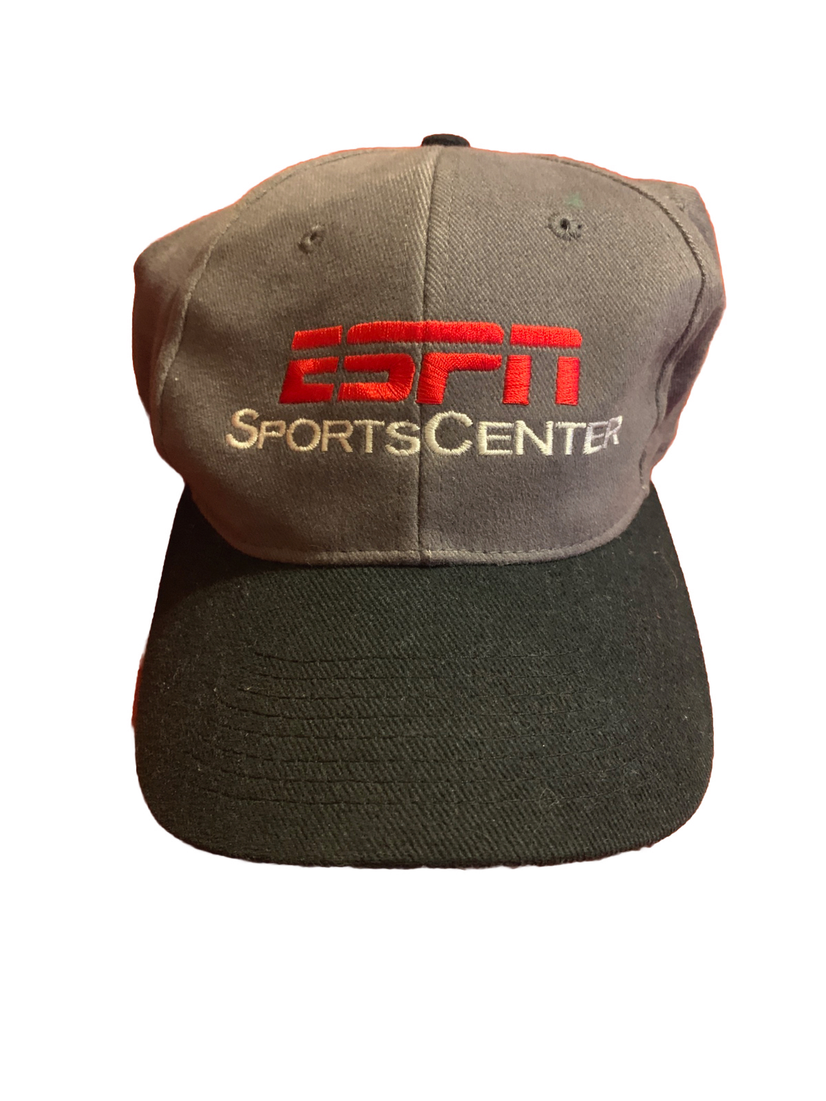 Vintage ESPN Sportscenter Strap Logo Hat Cap Gray Black