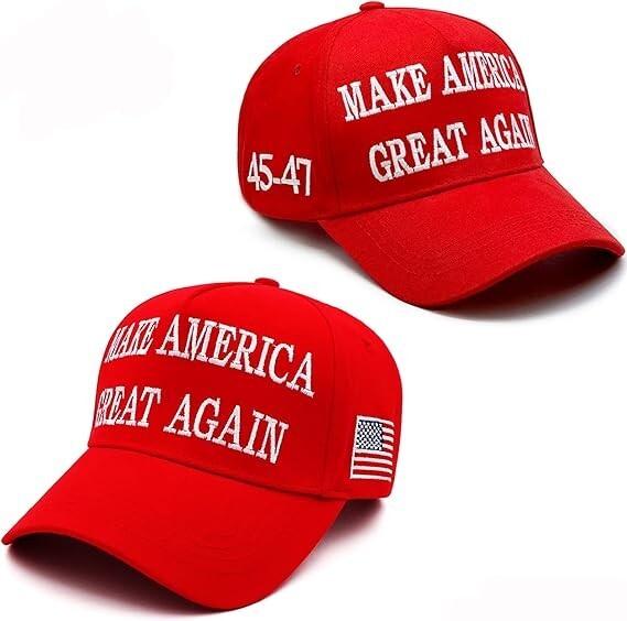 Red Trump MAGA Hat 2pcs Make America Great Again 45-47 Embroidered Adjustable...