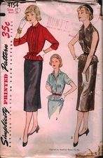 4154 Vintage Simplicity Sewing Pattern Juniors 1950s Two Piece Dress Skirt 11