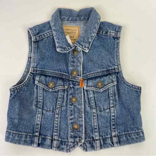 Levi’s Denim Vest Orange Tab Vintage Kids Sleeveless Jacket Size 4T Jean Vest - Picture 1 of 6