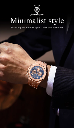 2025 POEDAGAR Mens,Quartz,Watch Royal Oak Fashion Waterproof Steel band Luminous - Picture 7 of 34
