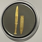 Gold Dagger Sheath 24k Gold on Sterling Silver Proof Coin Round Egyptian Medal