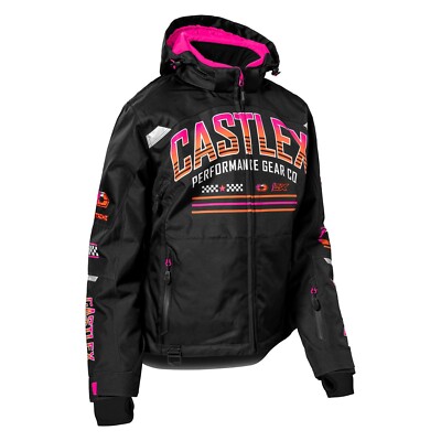 -Castle X  Women's Strike G7 Snowmobile Jacket Black/Pink Glo/Orange sizes S-2XL
