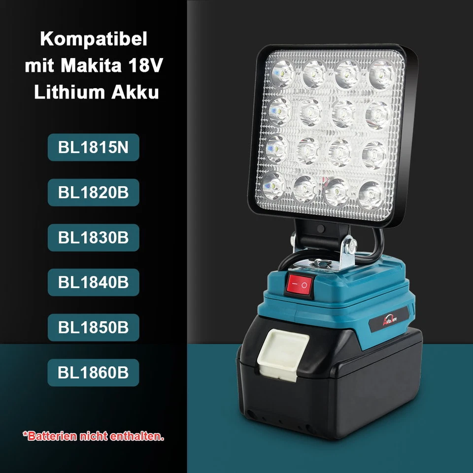 30-90W Für Makita Li-ion Akku LED Arbeitsleuchte 18V Strahler Licht Taschenlampe - Bild 3 von 4