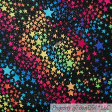 BonEful FABRIC FQ Cotton Quilt Black Yellow Blue Red Rainbow STAR Sky Baby Boy S