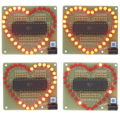 Love Heart shaped LED Red Light Water Electronic Flashing Suite Gift DIY Kit