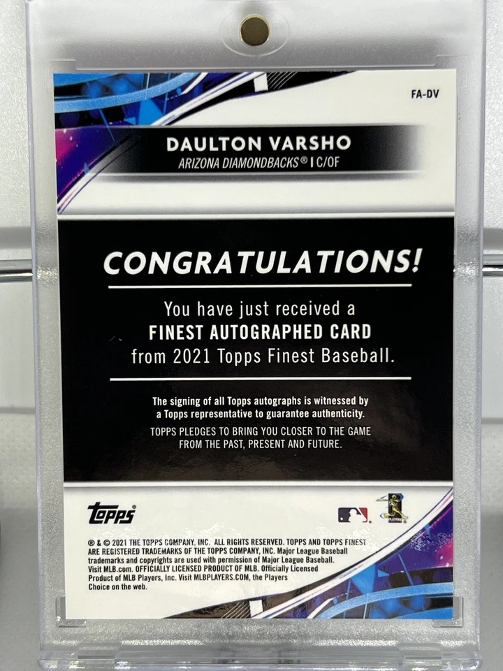 2021 Topps Finest Daulton Varsho Rookie Green 63/99 Auto Autograph Refractor - Image 2 of 2