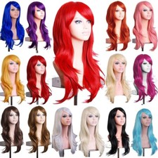 Fancy Long Wavy Cosplay Wigs With Bangs Women Lady Halloween Costume Hair Wig cz