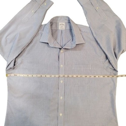 Brooks Brothers Shirt Mens 17 4/5 Blue Plaid Long Sleeve Button Down Dress Shirt - 第 4/7 張圖片