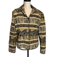 Giancarlo Ferrari Blazer Womens 14 Zebra Tapestry Safari Print Vintage 80's