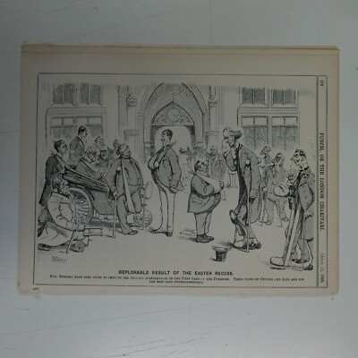 7x10'' Punch Cartoon 1896 BEDAUERLICHES ERGEBNIS DER OSTERPAUSE Sportverletzung