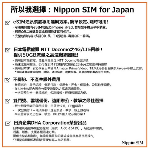 Japan Travel Data eSim 180days 15GB High-Speed connect+Unlimited NTT DOCOMO 4G - 第 3/8 張圖片