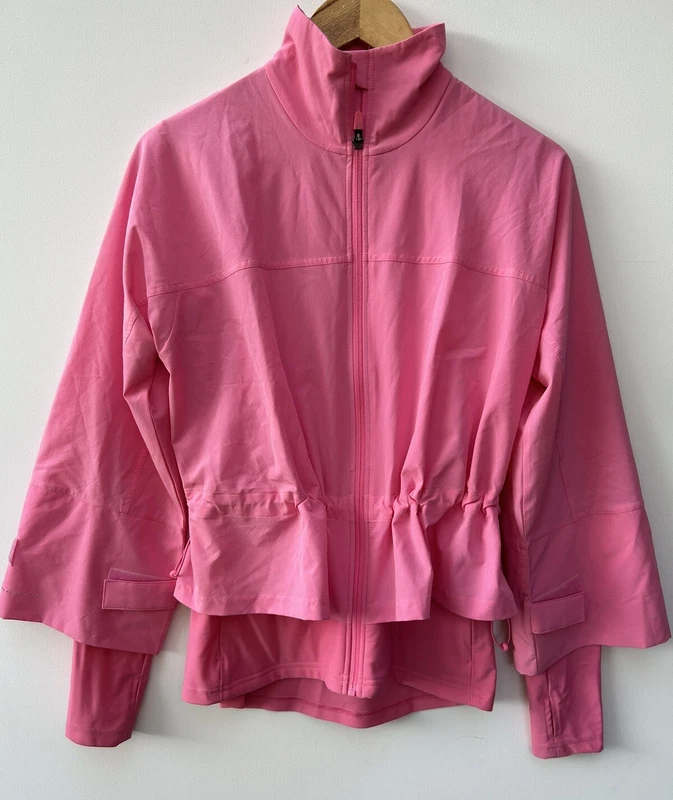 sweaty-betty fast lane windbreaker ruffled zip front workout jacket