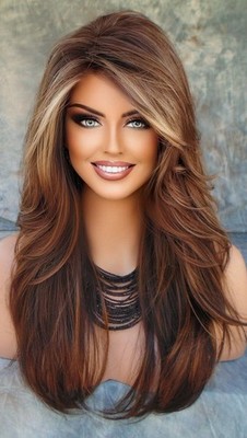 Angelica Wig by Noriko - Machine Made Long Synthetic Chocolate Swirl