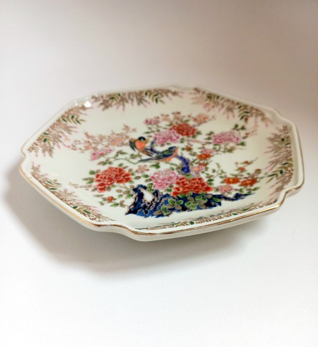 EXAGONAL JAPANESE CERAMIC PLATE WITH BIRDS - Picture 2 of 7