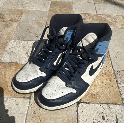 Jordan Air Jordan 1 High Top Men s Sneaker Blue/White/Black Leather Lace-Up