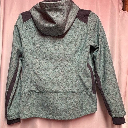 Free Country Giacca donna piccola color verde acqua e grigio con zip e cappuccio - Foto 3 di 9