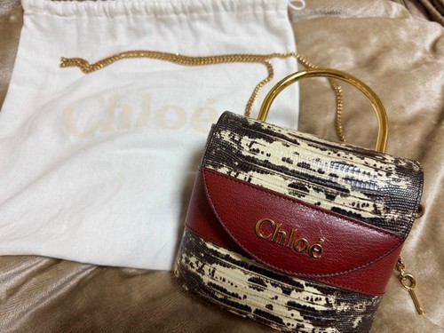 Chloe Aby Lock Chain Shoulder Bag Multi-Color Leather Elegant Crossbody
