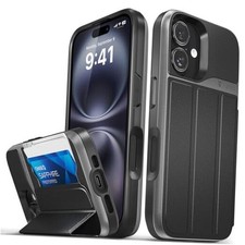 vCommute for Wallet Case, Military Grade Drop iPhone 16 Classic - Black