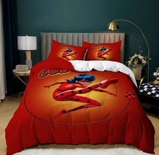 Roter Marienkäfer Superheldin Bettwäsche Set 04.Individuell Bettbezug+Kissenbez.