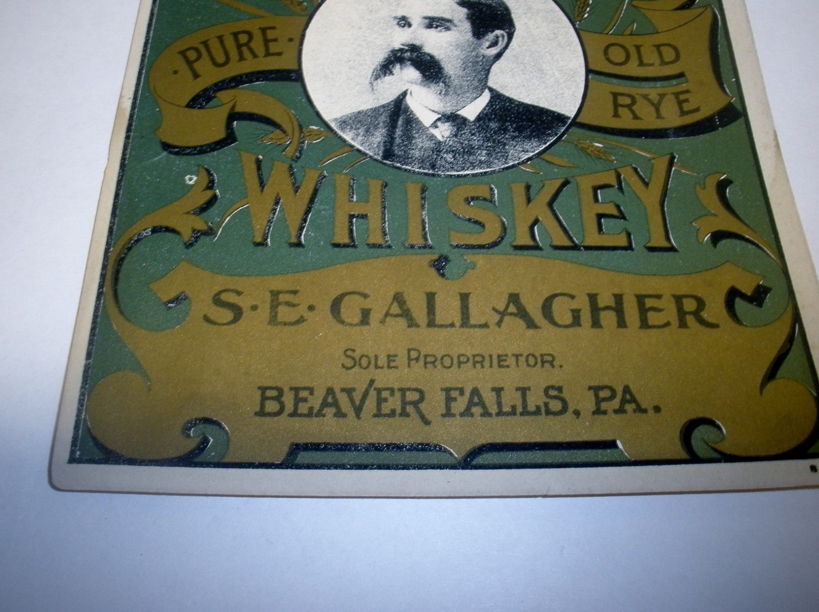 Rare Beaver Valley Old Rye Whiskey Bottle Label Beaver Falls P.A. 1800 ...