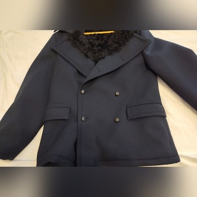ACNE STUDIOS Men s Navy Shearling Lined Double Breasted Coat Size 50