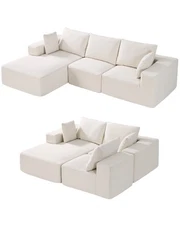 Uimoso Modular Sectional Sofa L Shaped Cloud Couch with Chaise and Cushion Beige